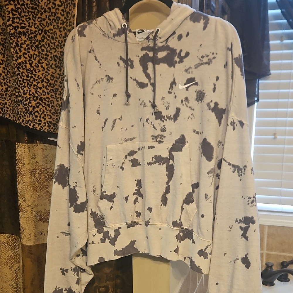 Nike Gray and Black Tie-Dye Hoodie